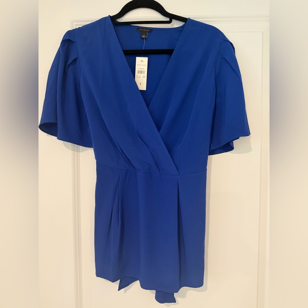 NWT Ann Taylor Royal Blue wrap top